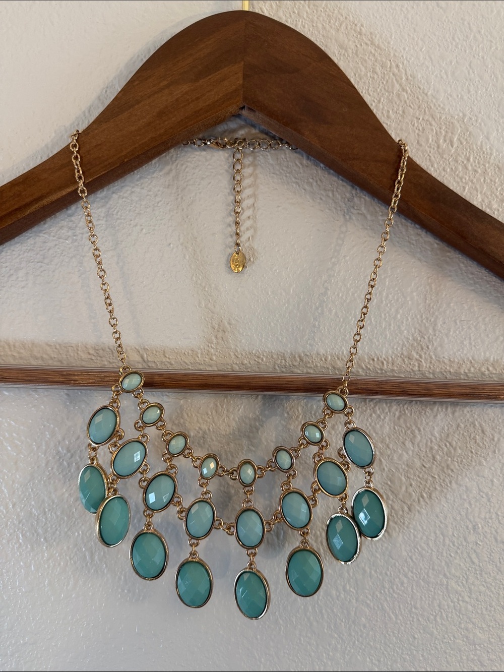 Icing Gold-Tone Necklace with Teal Green Cabochons